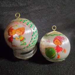 Vintage Elf Satin Christmas Ornaments – Set of 2 – Holly Kiss & Merry Little Christmas 2.5"