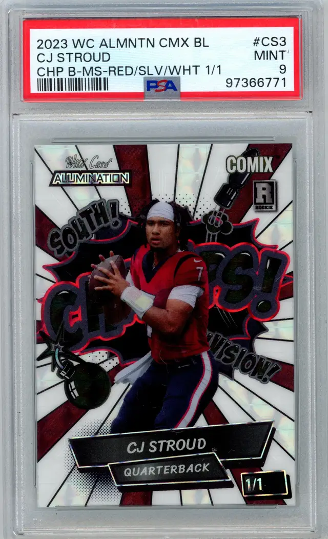 2023 Wild Card Alumination Comix CJ STROUD RC Rookie 1/1 Red Silver White Champs #CS3 TEXANS PSA 9 MINT
