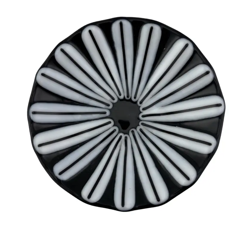 Fused Black And White Glass Trinket Bowl