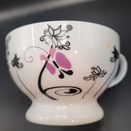 PAI Porcelain Pedestal Tea/Coffee Cup Flowers & Insect Design