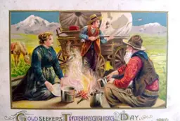 John Winsch Gold Rush Stagecoach Pioneers Thanksgiving Postcard Schmucker 1912