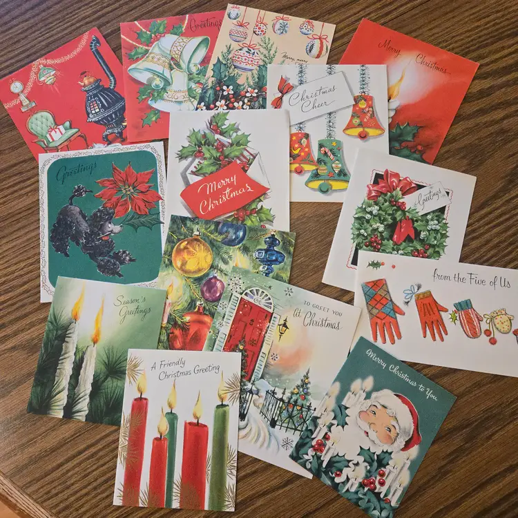 1970s-14 Used Christmas cards- Name Brand (Lot#1) - Crafts!