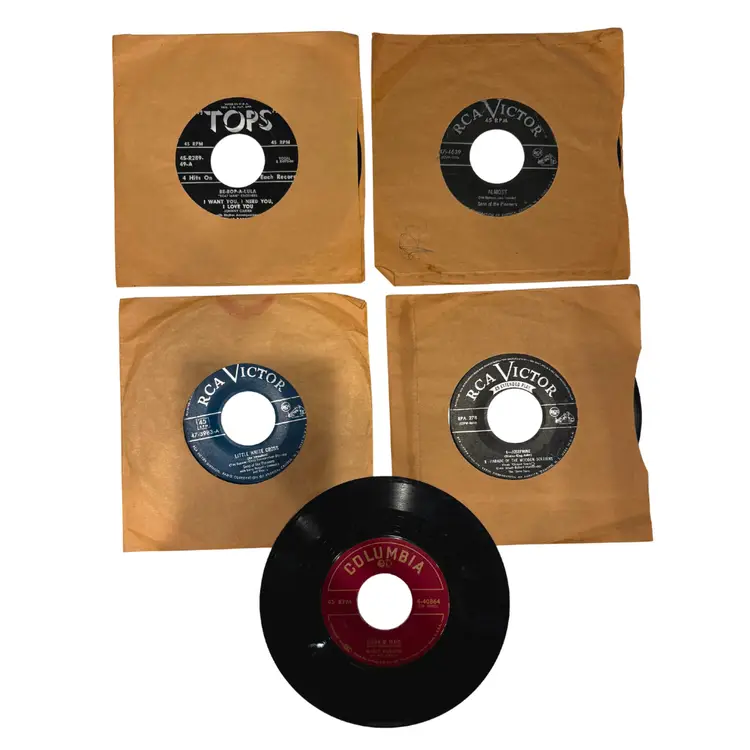 Lot of 5 1950s Vintage 45 RPM Records Marty Robbins Sons of Pioneers Scat Man