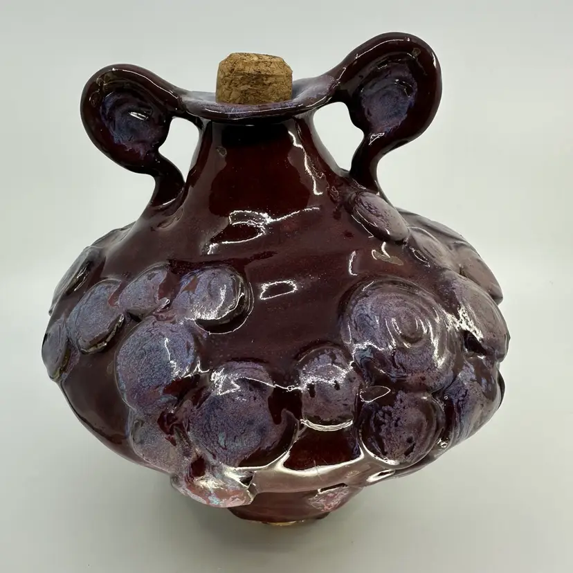 Studio Pottery Wine Jug Purple Blue Glaze