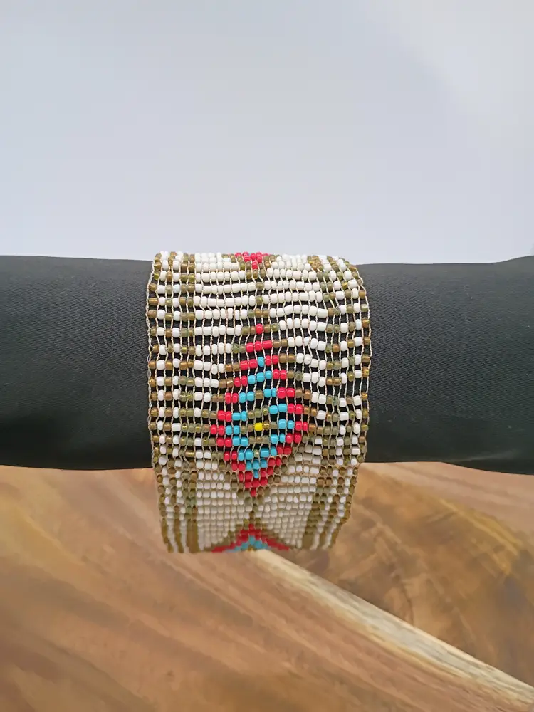 Hand Woven Beaded Tribal Armlet XXL 2" Cuff Fit Arm Circumference of 11 inches