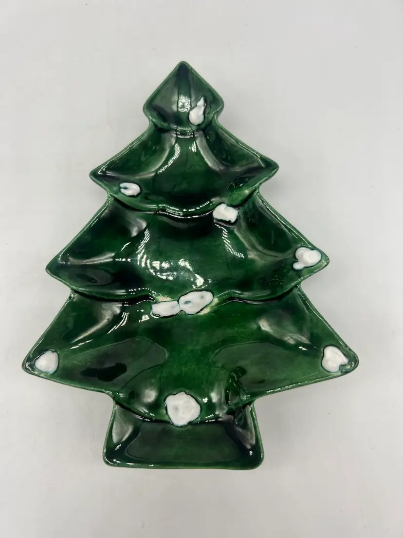 Vintage Ceramic Hobbyist Piece Christmas Tree Trinket Dish Plate