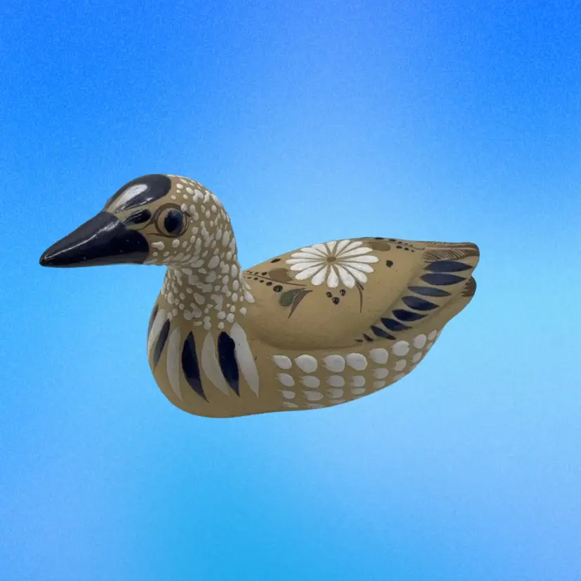 Tonala Duck Hand Painted 7” X 4” Signed Mexico