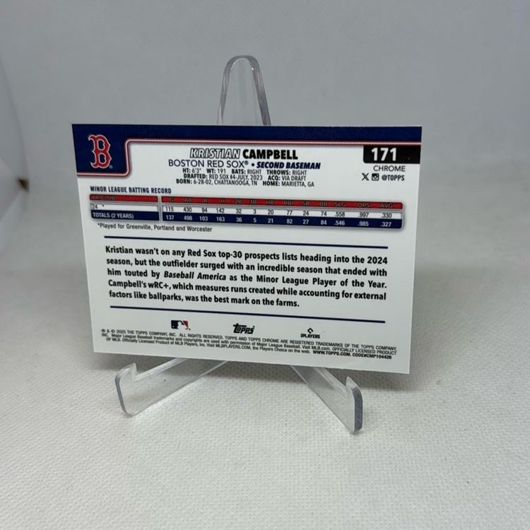 2025 Topps Chrome Kristian Campbell #171 Rookie Boston Red Sox