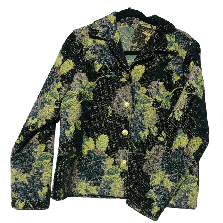 VTG Carol Anderson Floral Tapestry Blazer Jacket Size M 10 Victorian Cottagecore