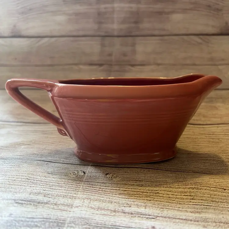 Vintage Homer Laughlin Harlequin Rose Gravy Boat 8x3x3”