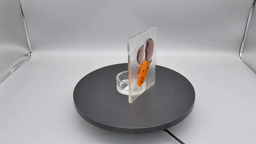 Reindeer Deer Moose Stag Fused Glass Tealight Candle Holder Handcrafted Art Glass 4.4"