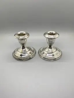 Empire Sterling Weighted Pair Candlestick Candle Holders #44