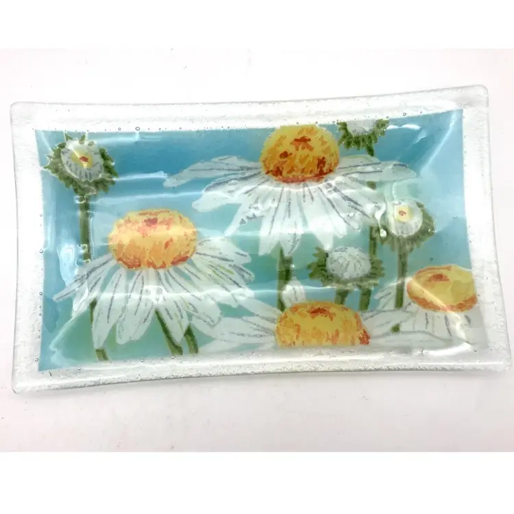 15 - Peggy Karr Fused Glass Coneflower Dish ‘07 Signed