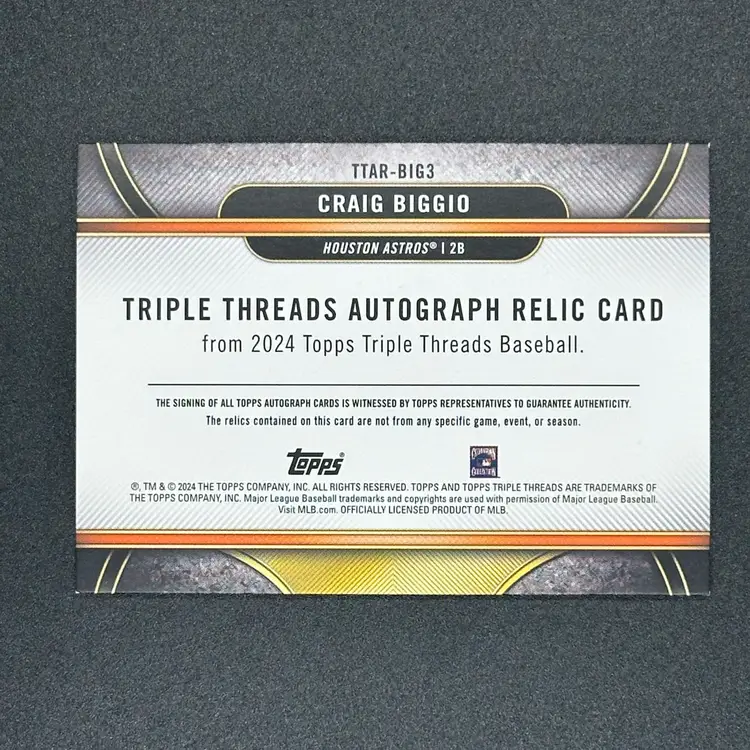 Craig Biggio 2024 Topps Triple Threads Baseball 2015 HOF Auto/Relic /27