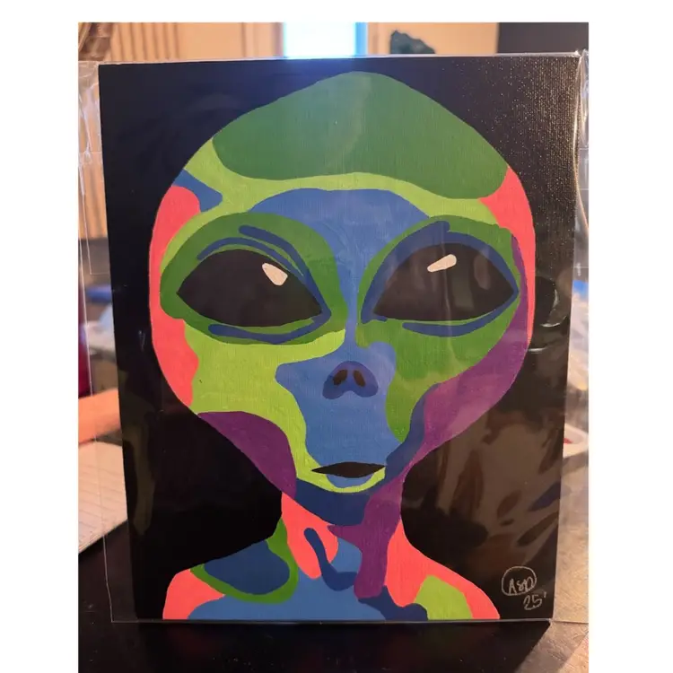 Alien Vibes Hand-painted Cartoon/ Eccentric Art