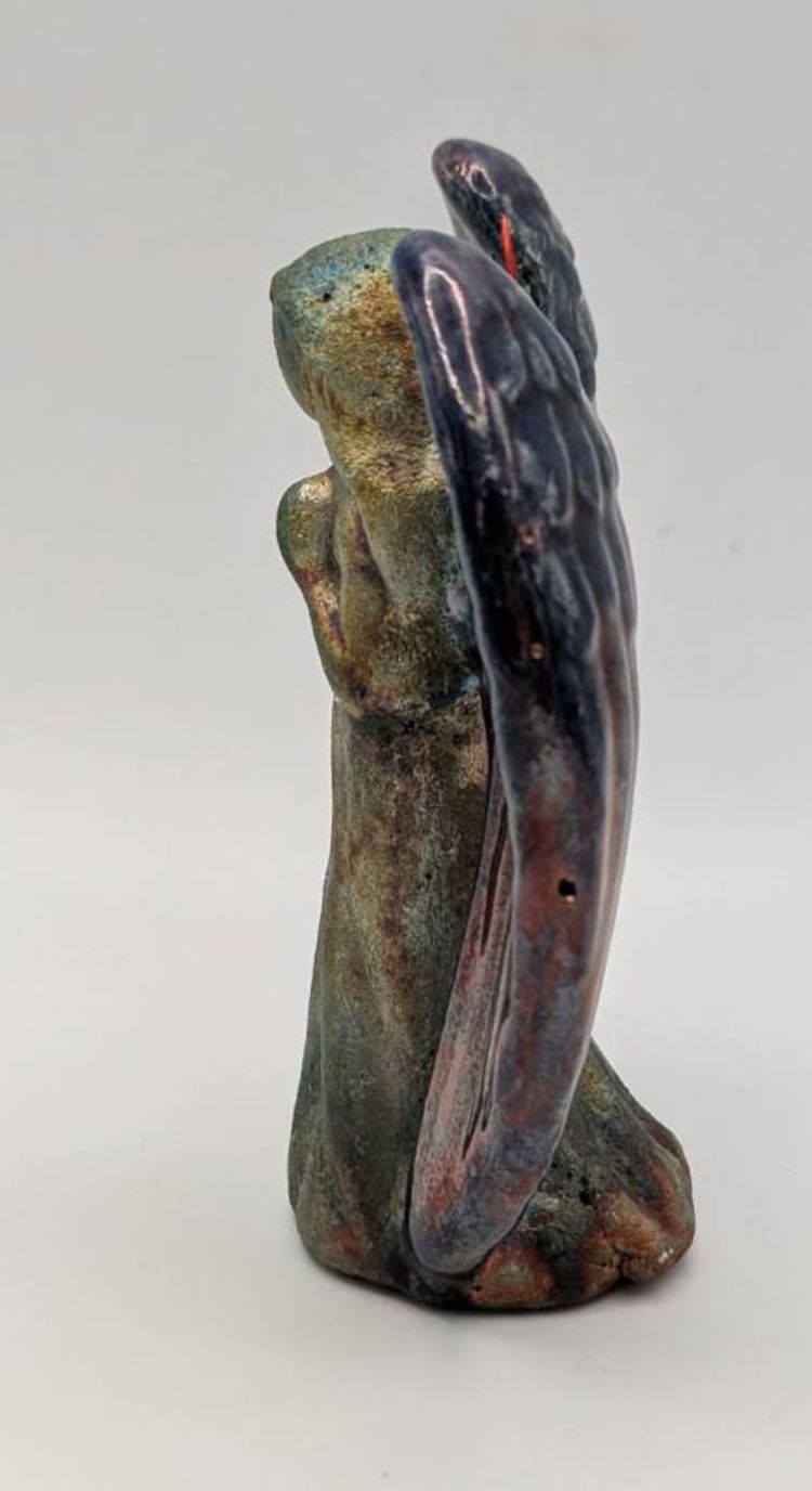 Raku Pottery Angel 4 inches