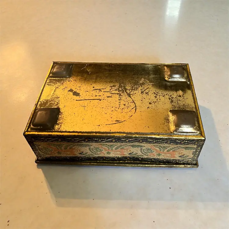 Vintage Persian Khatam Micro Mosaic Inlaid Style Metal Box 8.5” x 3” x 5.75”