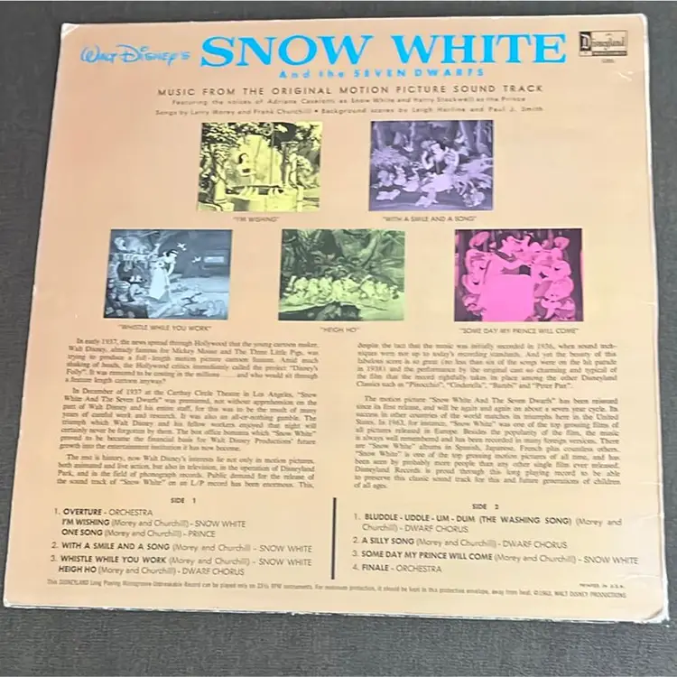 WALT DISNEY's Snow White~1963 DISNEYLAND ORIG DQ-1201 LP RARE NICE