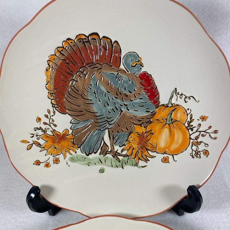Rare Spectrum Desinz Turkey Dinner Plates Set Of 2. Excellent Condition 2018
