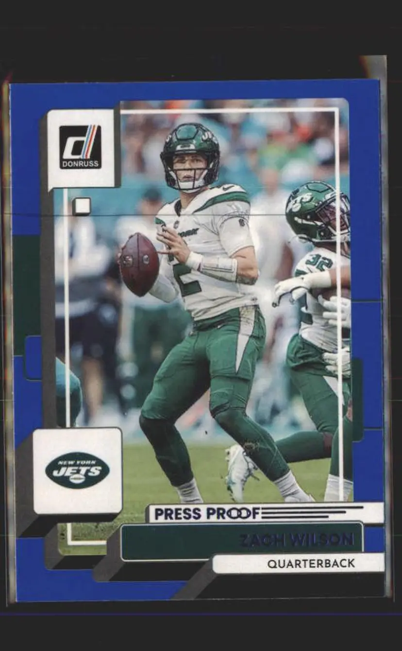 2022 Donruss #142 Zach Wilson Blue Press Proof - (139) - New York Jets