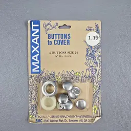Vintage NOS Maxant Buttons To Cover Size 24 Total 5 Buttons 5/8" Dia USA