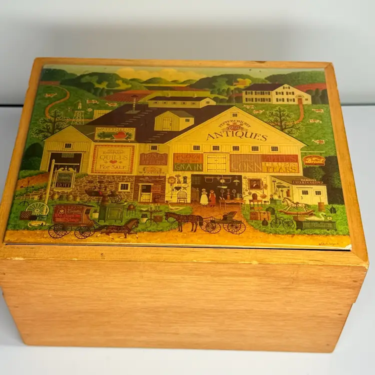 Wooden Recipe Card Box With Removable Insert 7.5 x 4 x 6