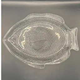 Vintage Clear Glass Serving Plate, 8”x 11”, Textured