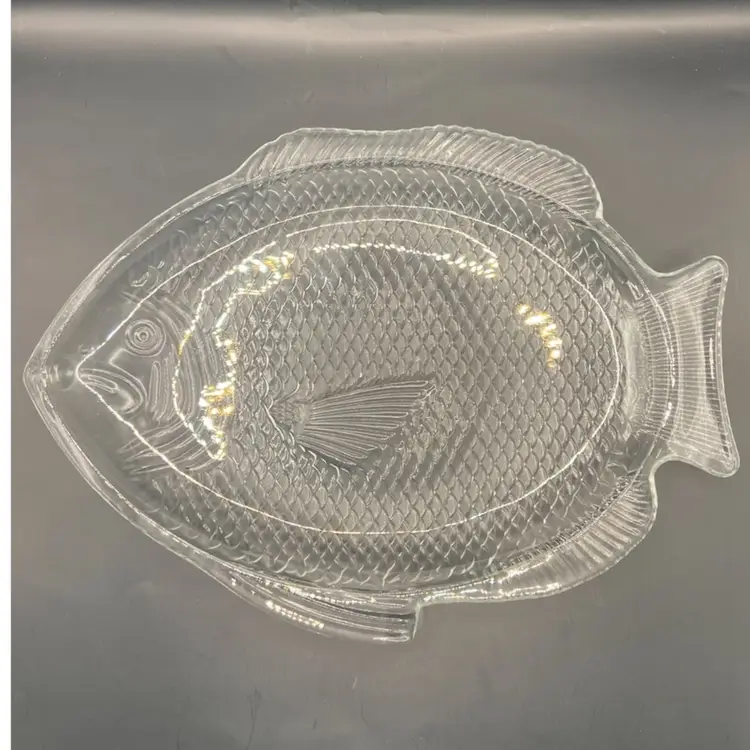Vintage Clear Glass Serving Plate, 8”x 11”, Textured