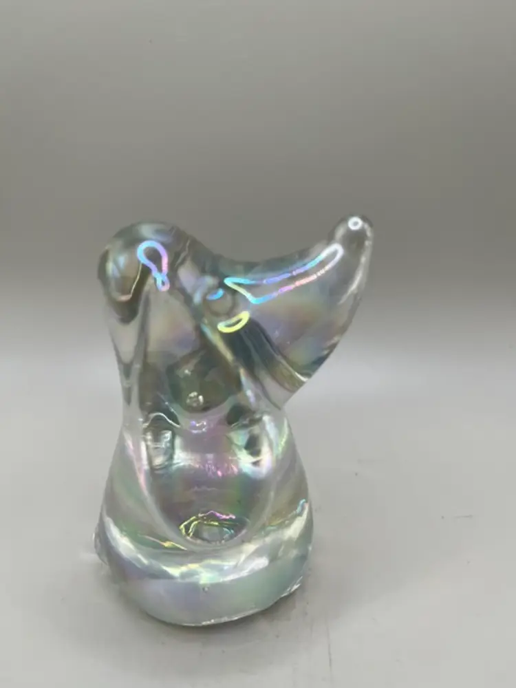 Vintage Iridescent Art Glass Hound Dog