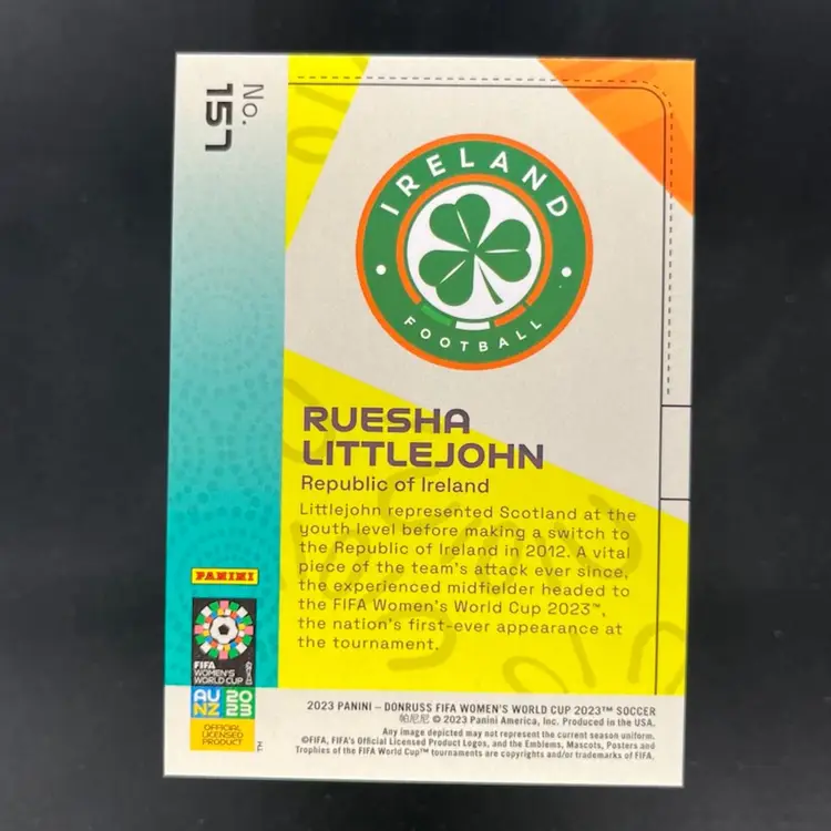 Ruesha Littlejohn 2023 Donruss Women’s World Cup Orange /49 Soccer Card