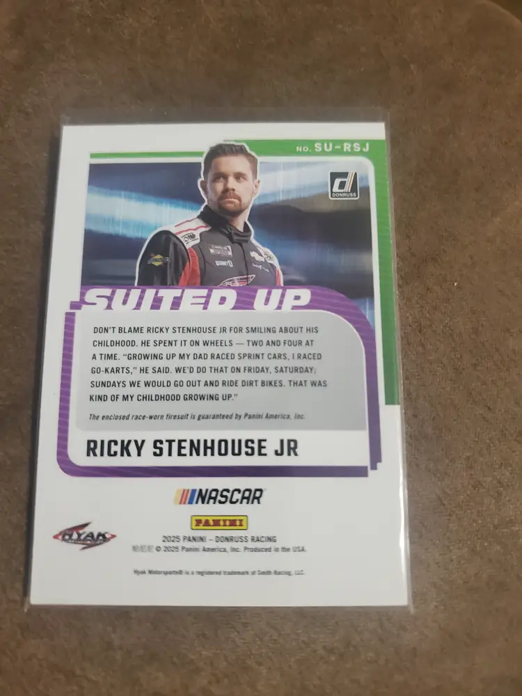 2025 Panini Donruss Racing Ricky Stenhouse Jr. Suited Up