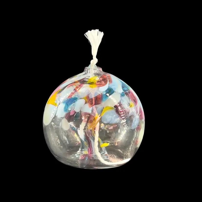 Oil Lamp Blown Glass Orb Tree If Enchantment “Memories” by Kitris Retired