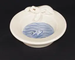 Vintage Fitz and Floyd Cat-Fish Bowl Porcelain 4.75" Diameter 1972