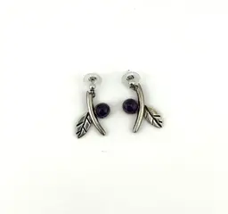 Vintage Taxco Sterling Silver Amethyst Pierced Earrings 1.25”