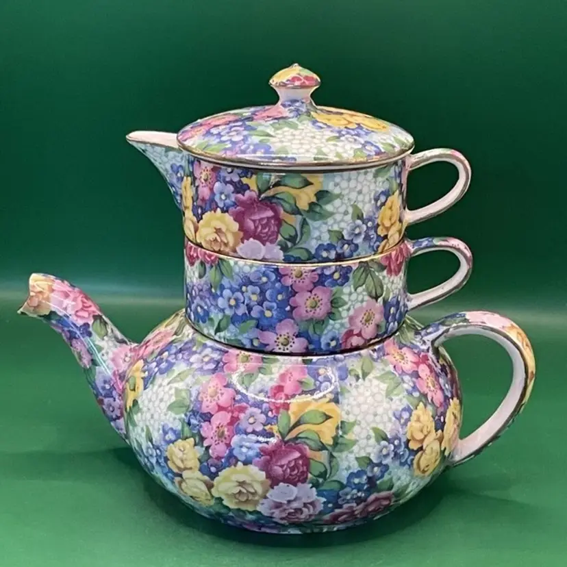 Royal Winton Julia Grimwades China Stacked Teapot for one Limited Edition 1995