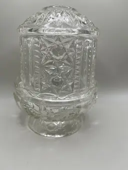 Vintage Indiana Glass Fairy Lamp ~ Stars and Bars