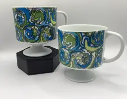 #46 Pedestal Ceramic Mug Pair (2) Holt Howard Japan