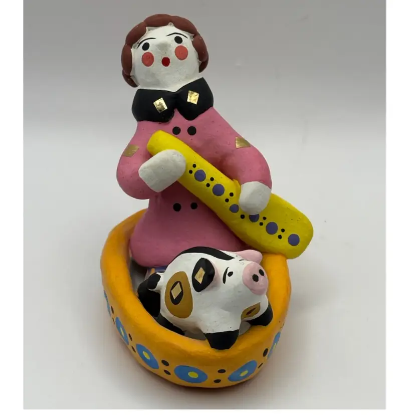 Russian Pottery Clay Folk Art Dymkovo Figurine 