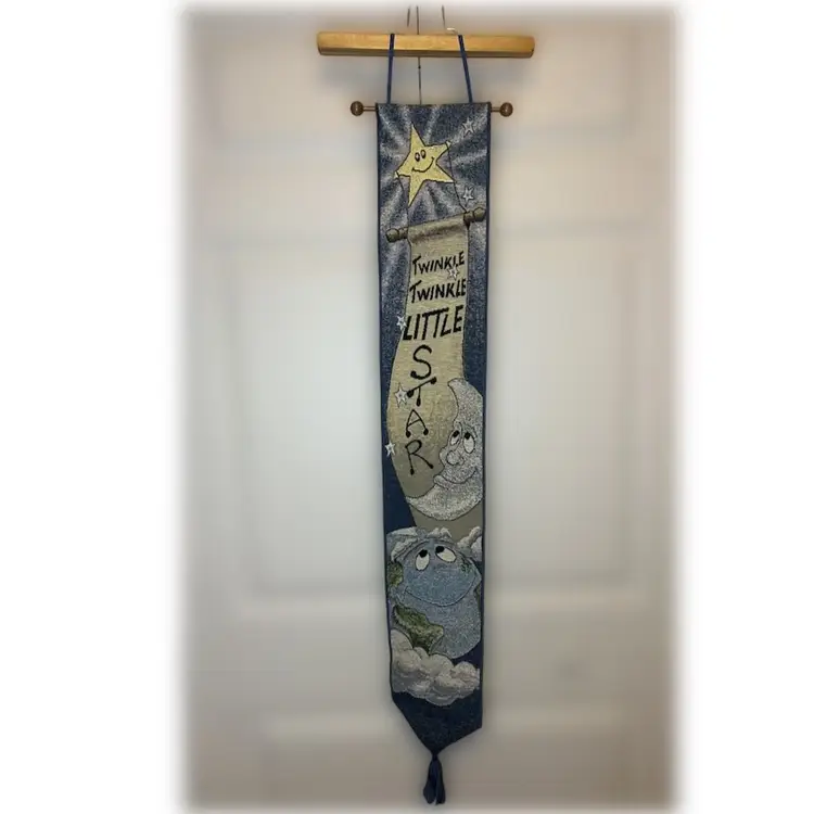 Twinkle Twinkle Little Star Tapestry Bell Pull Wall Hanging Moon Earth Nursery