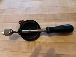 Vintage Stanley Handyman Drill H1214 Wood Handle