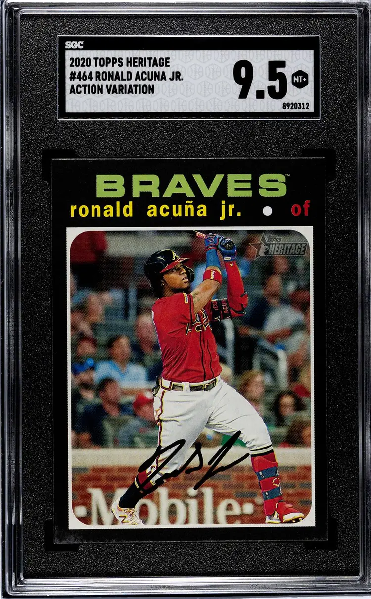 2020 Topps Heritage #464 Ronald Acuna Jr. Action Variation SGC 9.5