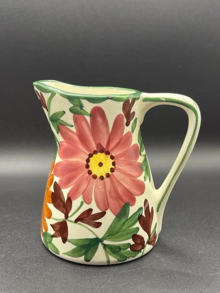 Vintage, Hand Painted, Wheelock Black Forest Pottery Pitcher