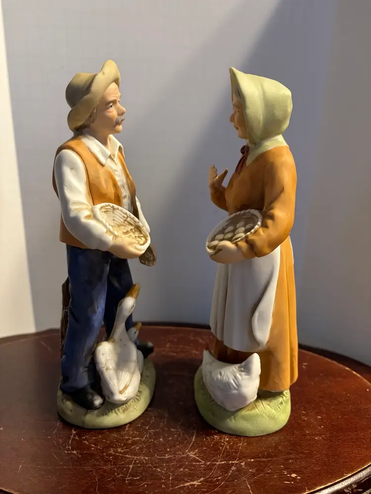 Set Of 2, 8” Tall Homco Farmer And Wife Figurines