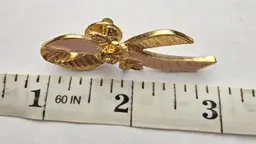 Vintage Avon Gold Tone Costume Pink Enameled Ribbon Rose Pin