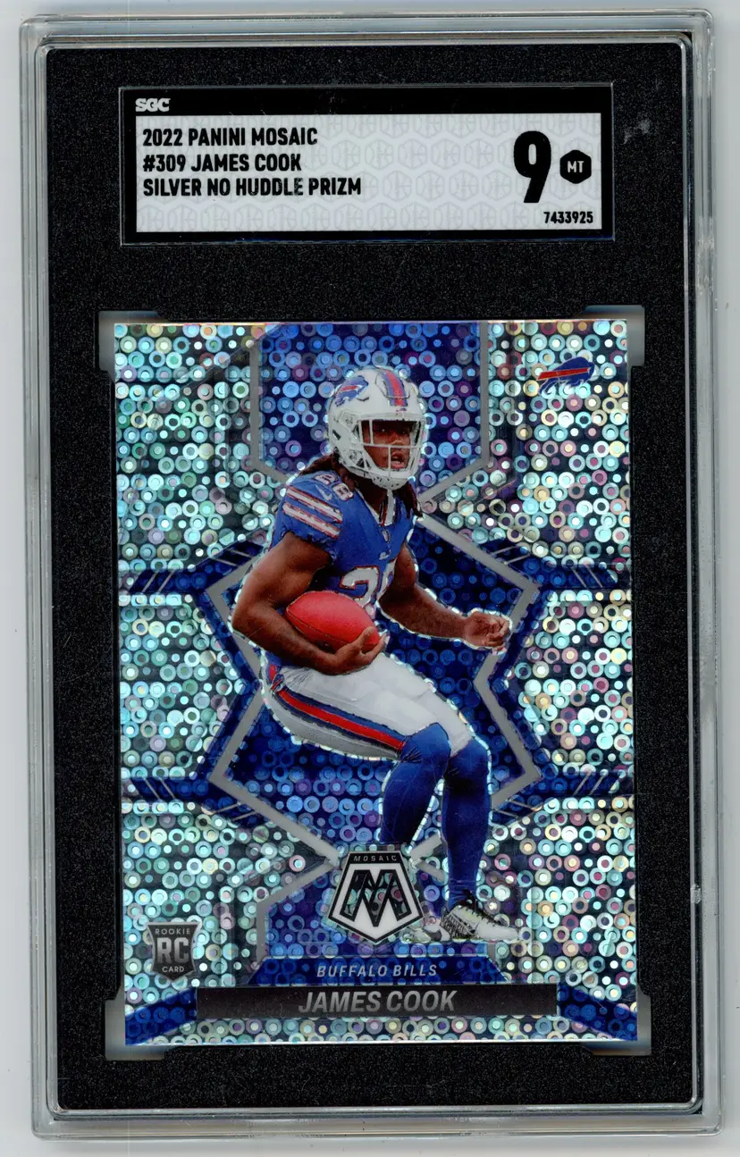 2022 Panini Mosaic JAMES COOK RC Rookie Silver No Huddle Prizm #309 BILLS SGC 9 MT