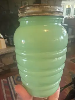 Green Tulip Jadeite Uranium Ribbed Glass Pepper Shaker