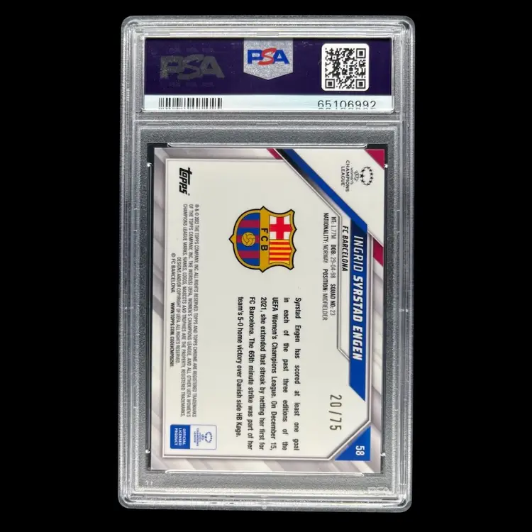 Ingrid Syrstad Engen 2021/22 Topps Chrome UWCL Inferno /75 PSA 10 Soccer Card