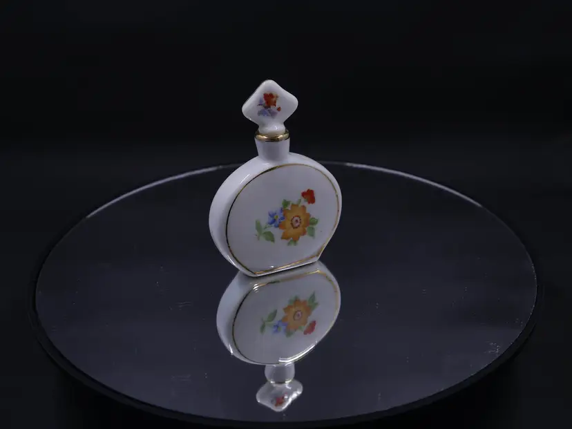 Hand-Painted Floral Porcelain Perfume Bottle with Stopper