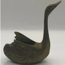 Brass Swan Planter, Made In Korea, Small , Outstreched Neck