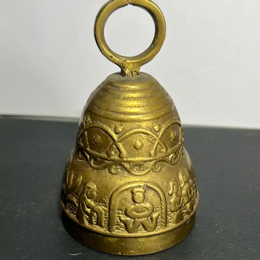 Antique Brass Monetary Bell, 4.5” Tall